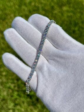925 Silver, 11.7CTW Moissanite Tennis Bracelet